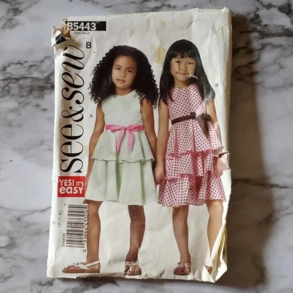 SEWING PATTERN - #5B5443 See & Sew Casual Tiered Ruffle Dress 6 8